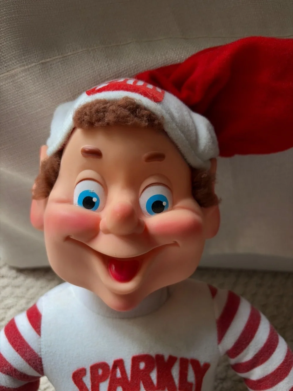 1983 Rare Vintage 7 UP Sparkly Plush Elf 18” Holiday Helper Doll